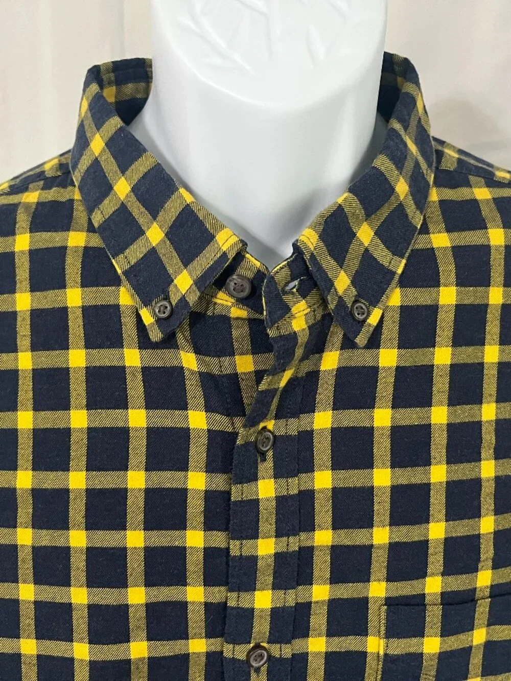 🍂 Banana Republic Men’s Slim Fit Soft Flannel Shirt Blue Yellow 2XLT 👕